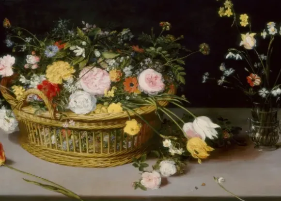 Brueghel Pieter - Jan Brueghel - Flowers in a Basket and a Vase, 1615