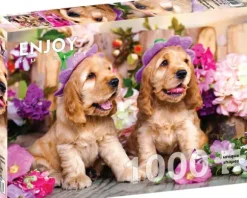 Chiots aux Chapeaux de Fleurs