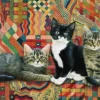 Christie, Posky and Zelly on a Deco rug
