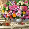 Fleurs d'Été et Tasse de Thé