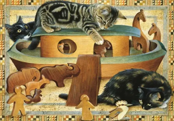 Kittens playing in Noahs ark