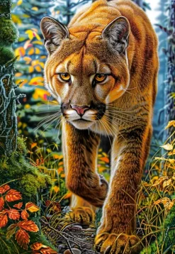 Lion des Montagnes dans la Forêt