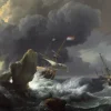 Ludolf Backhuysen : Ships in Distress off a Rocky Coast, 1667
