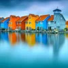 Maisons sur l'Eau, Groningue, Pays-Bas