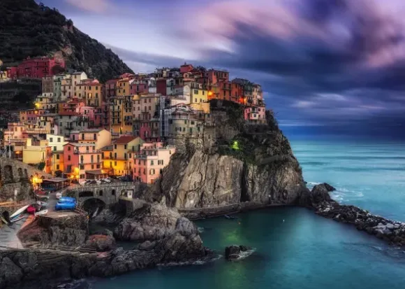 Manarola at Dusk, Cinque Terre, Italy