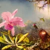 Martin Johnson Heade - Cattleya Orchid and Three Hummingbirds, 1871