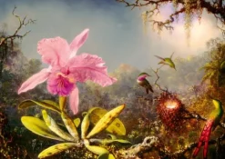 Martin Johnson Heade - Cattleya Orchid and Three Hummingbirds, 1871