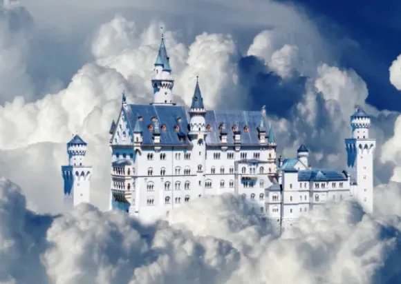 Neuschwanstein Castle in Clouds