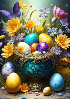 Oeufs de Pâques et Fleurs