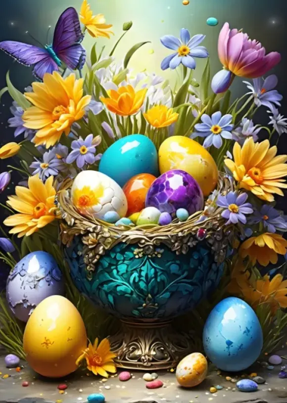 Oeufs de Pâques et Fleurs