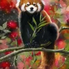 Panda Roux Assis sur une Branche
