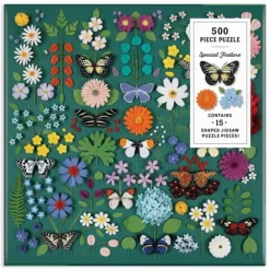 Papillon Botanique - Puzzle de 500 Pièces avec Pièces Façonnées