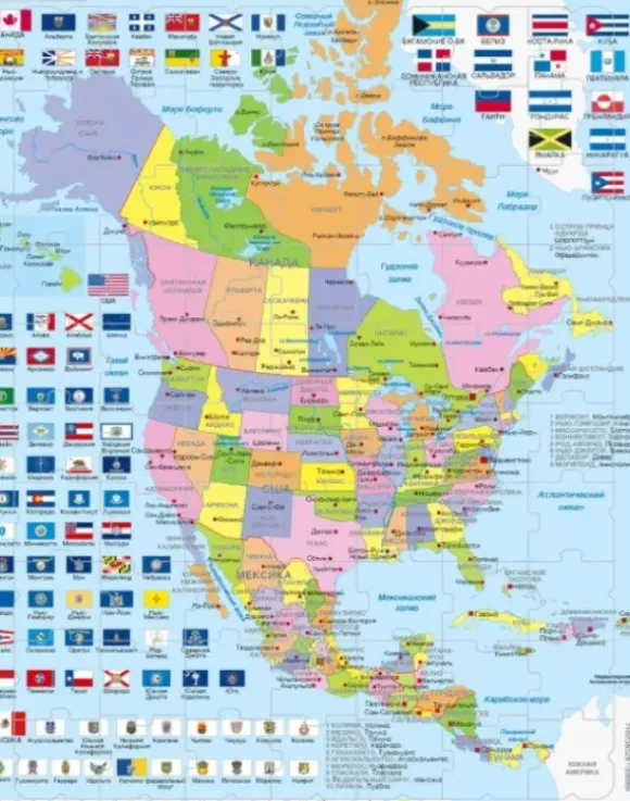 Puzzle Cadre - Amérique du Nord (en Russe)