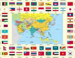 Puzzle Cadre - Drapeaux d'Asie (en Hollandais)