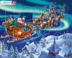 Puzzle Cadre - Le Père Noël dans les Lumières Nordiques