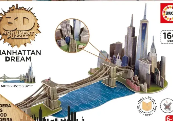 Puzzle 3D - Puzzle 3D en Bois - Brooklyn Bridge, Manhattan Dream