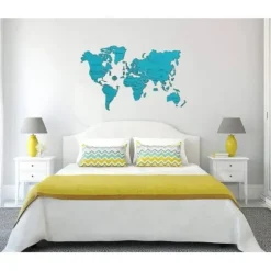 Puzzle en Bois - Carte du Monde XXL (Cyan)