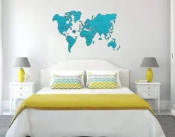 Puzzle en Bois - Carte du Monde XL (Cyan)