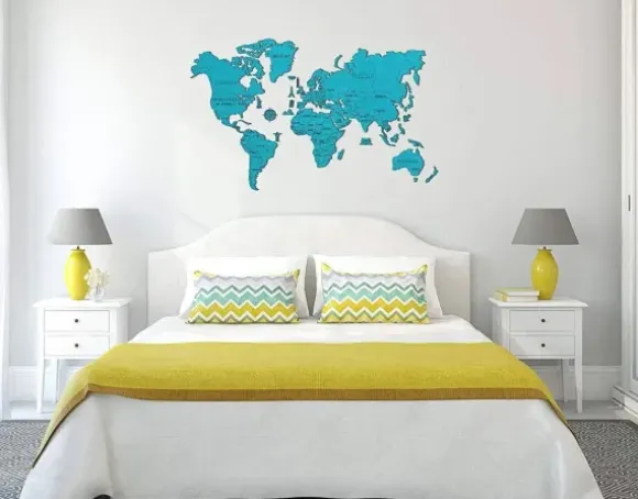 Puzzle en Bois - Carte du Monde XL (Cyan)