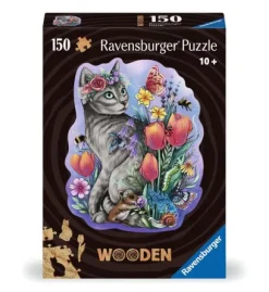 Puzzle en Bois - Chat Printanier