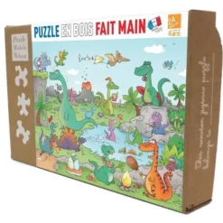 Puzzle en Bois Découpé à la Main - Cacouault - Dinosaures