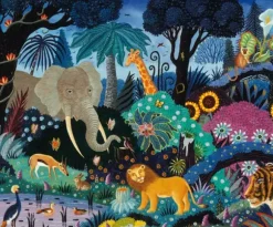 Puzzle en Bois Découpé à la Main - Nuit Dans La Jungle