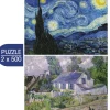 2 Puzzles - L'Art de Van Gogh : La Nuit étoilée, 1889 - Maison à Auvers, 1890