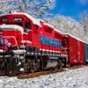 Red Train In The Snow