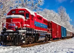 Red Train In The Snow