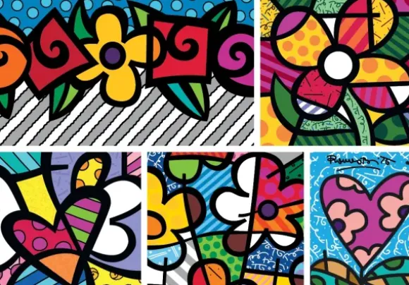 Romero Britto - Romero Britto - Collage: Hearts and Flowers
