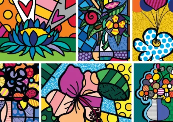 Romero Britto - Romero Britto - Collage: Flowers
