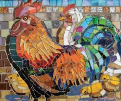 Stained Glass Chickens