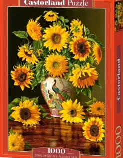 Tournesols dans un Vase en Forme de Paon